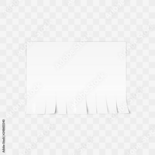 Tear-off paper template. Advertisement template with copy space for text. Vector illustration isolated on tratsparent background