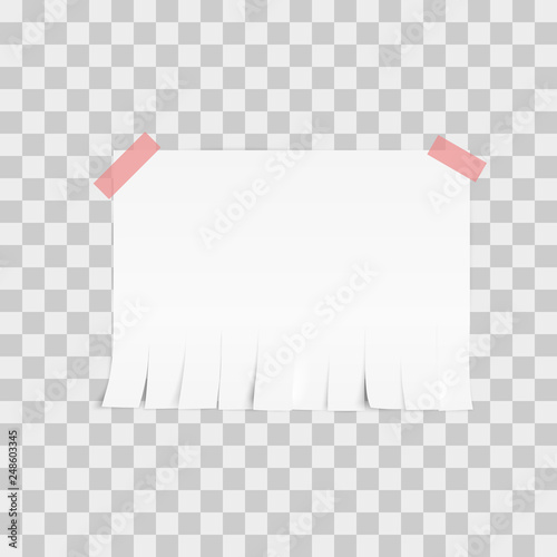 White advertisement Tear-off paper template on white background. Vector illustration