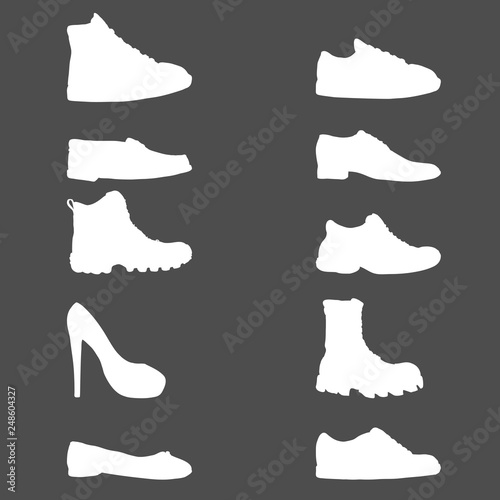 Vector Set of White Silhouette Shoes