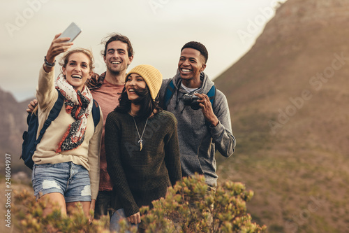 Group selfie on hiking