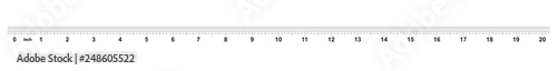 20 inch ruler. The price of division - 32 divisions by inch. Exact length measurement device. Calibration grid.