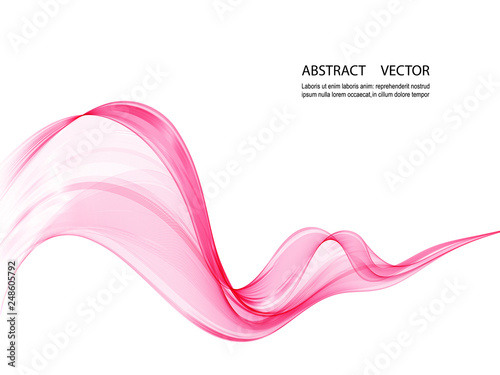 Abstract soft design pattern with pink wavy lines in elegant dynamic style on white background. Pink waves. photo