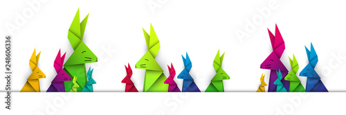 wielkanocne króliki origami wektor