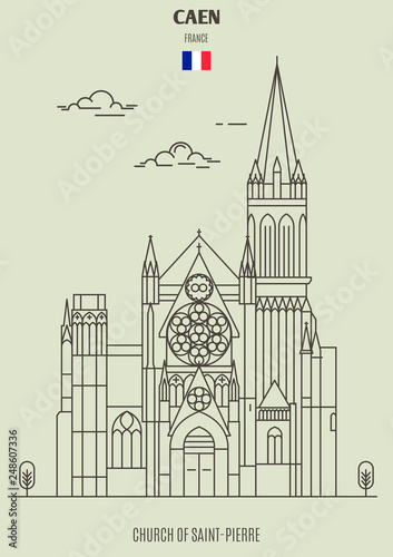 Church of Saint-Pierre in Caen, France. Landmark icon