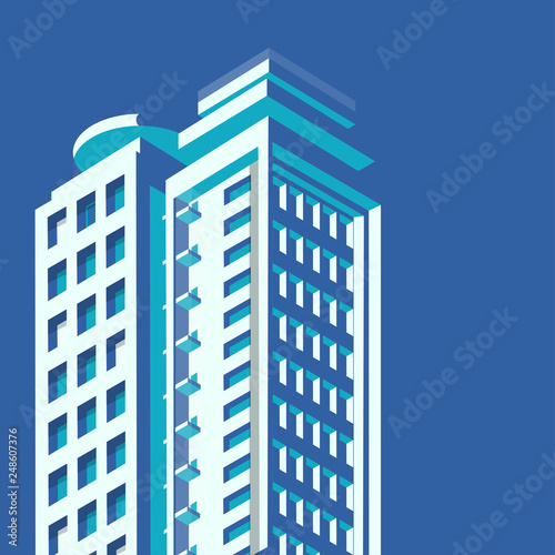 isometric buildings Skyscraper, cityscape, cityscene. isometric construction vector illustration
