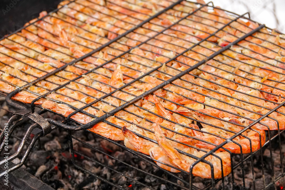 shrimp  on the grill