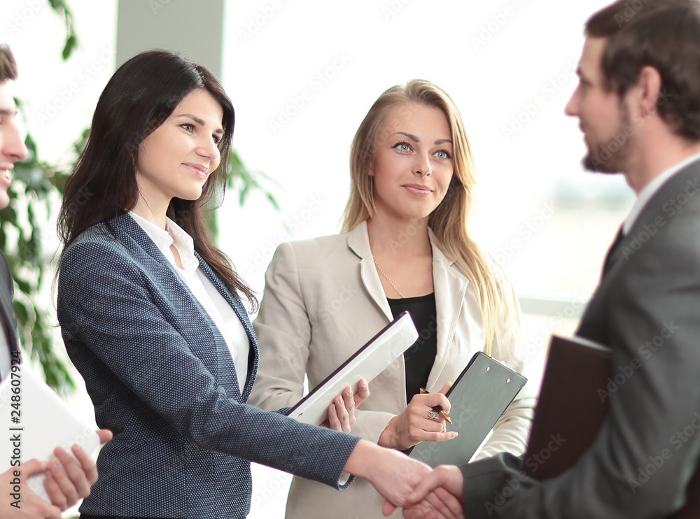 close up. handshake business partners in a modern business center close up. handshake business partners in a modern business center