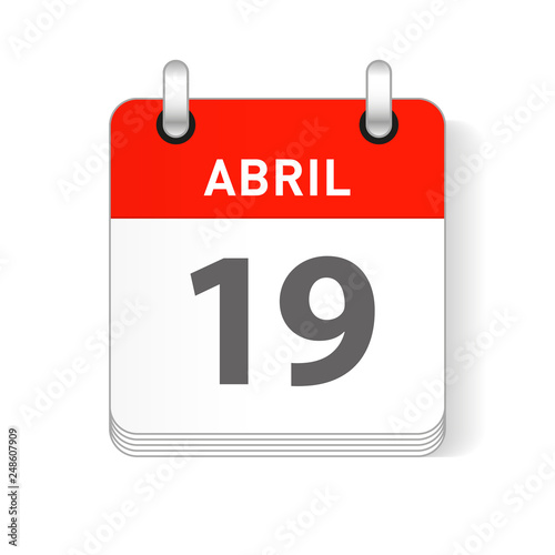 Abril 19, April 19 Calendar Date Design