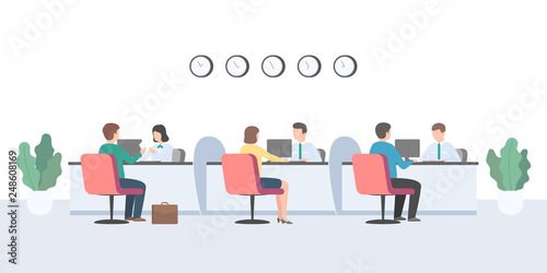 Office employees advise clients