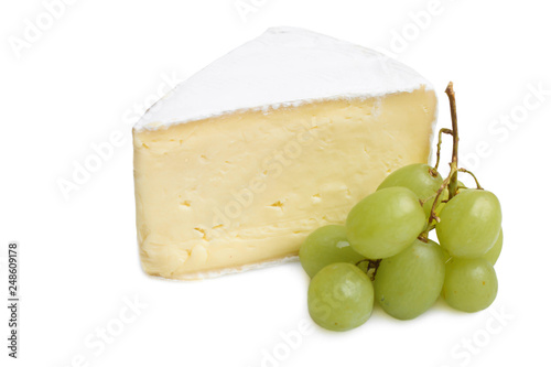 Camembert cheese with grapes