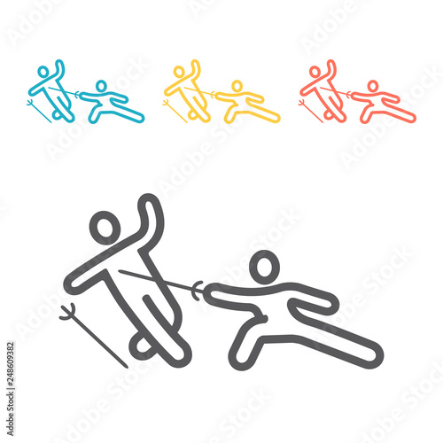 Swordsman line icon. Vector sign for web graphics.