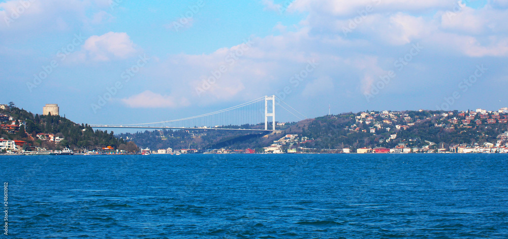View of Istanbul Bosphorus and Rumeli Hisari town