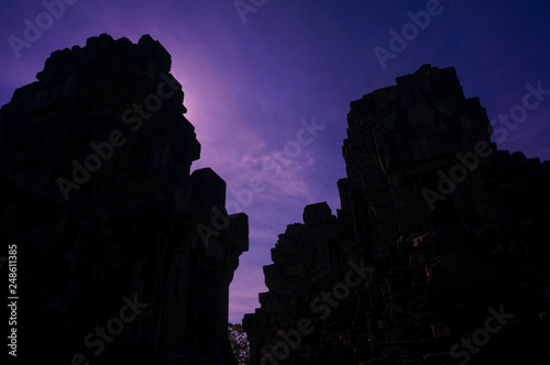 silhouette of ancient temple in Cambodia