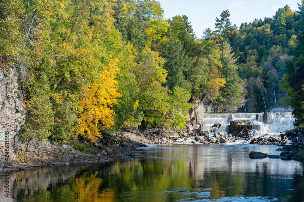 Beautiful fall color of Montmorency Falls
