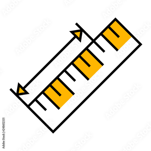 Metric line icon in thin linear style. Sign design. Metric measurement. Graphic line art. Education icon measure concept. Isolated vector ruler sign symbol. Centimeter icon.