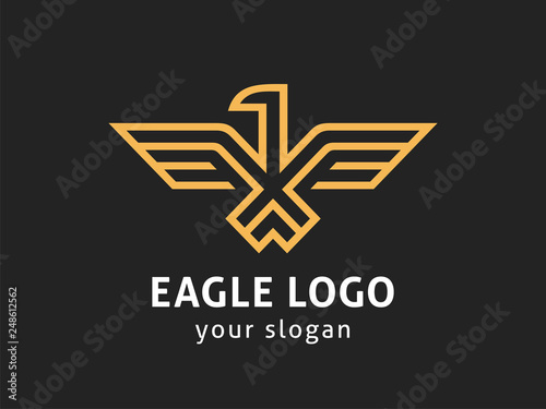 Eagle Abstract Logo design vector template Linear style.