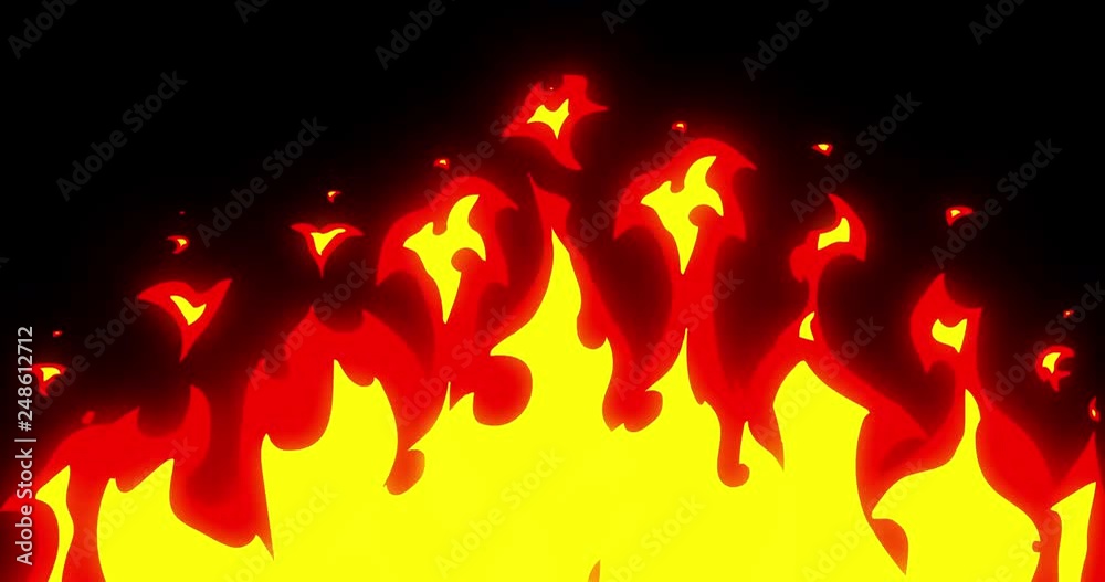 06 - Cartoon Fire 2D Animation / 2D Animation Cartoon Fire  4k of Raging Flames