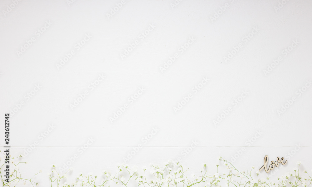 Valentine White Wooden Background with Copy Space. Flat Lay. Concept: Love. Valentine White Wooden Background with Copy Space. Flat Lay. Concept: Love.