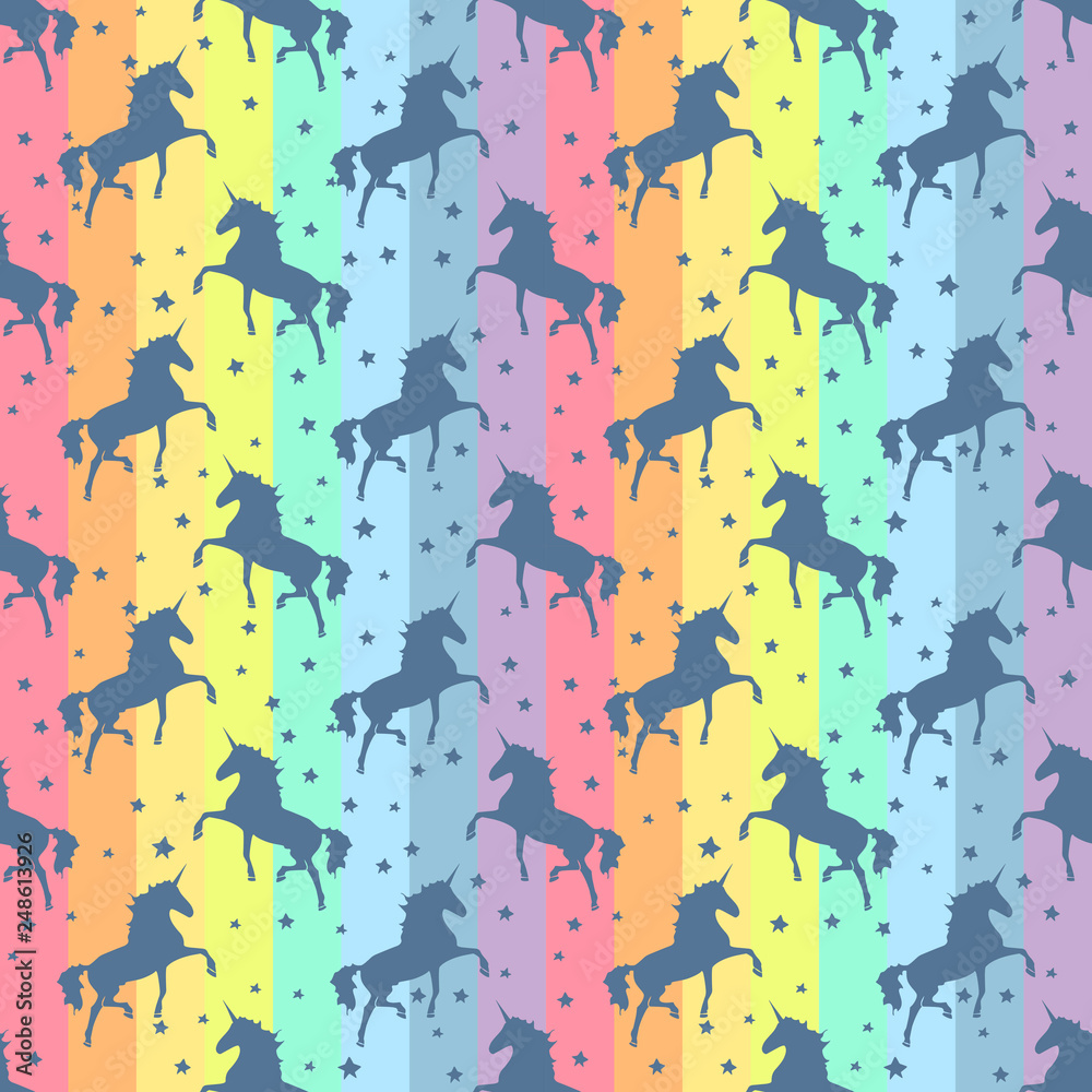 Colorful Unicorn. Magical animal rainbow seamless Pattern