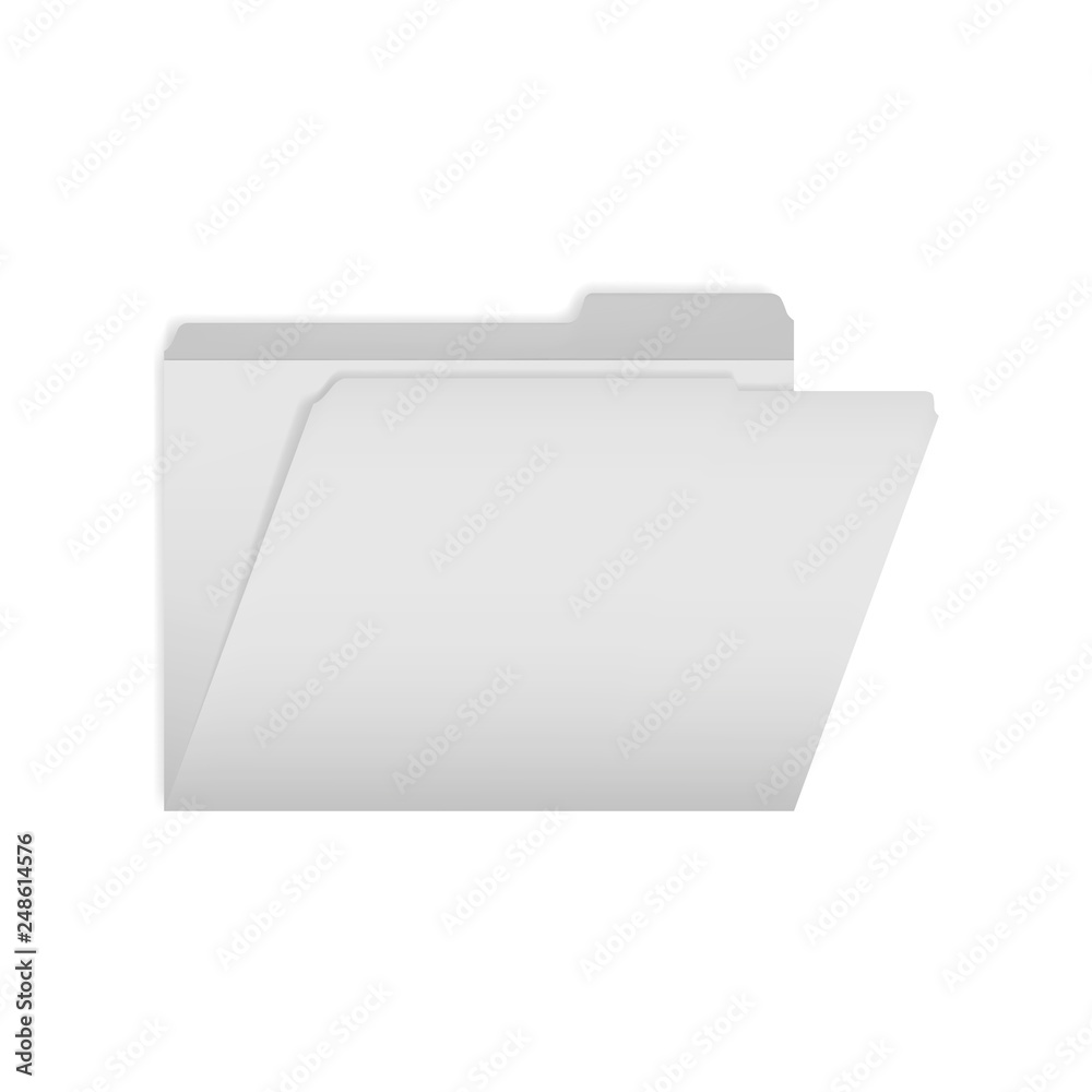 Opened empty gray file folder with tab divider, vector template Opened empty gray file folder with tab divider, vector template