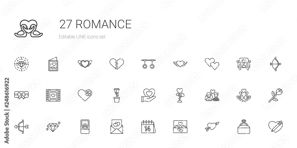 romance icons set