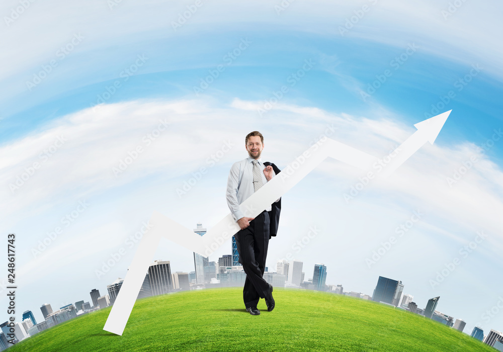 Conceptual image of businessman pointing aside Conceptual image of businessman pointing aside