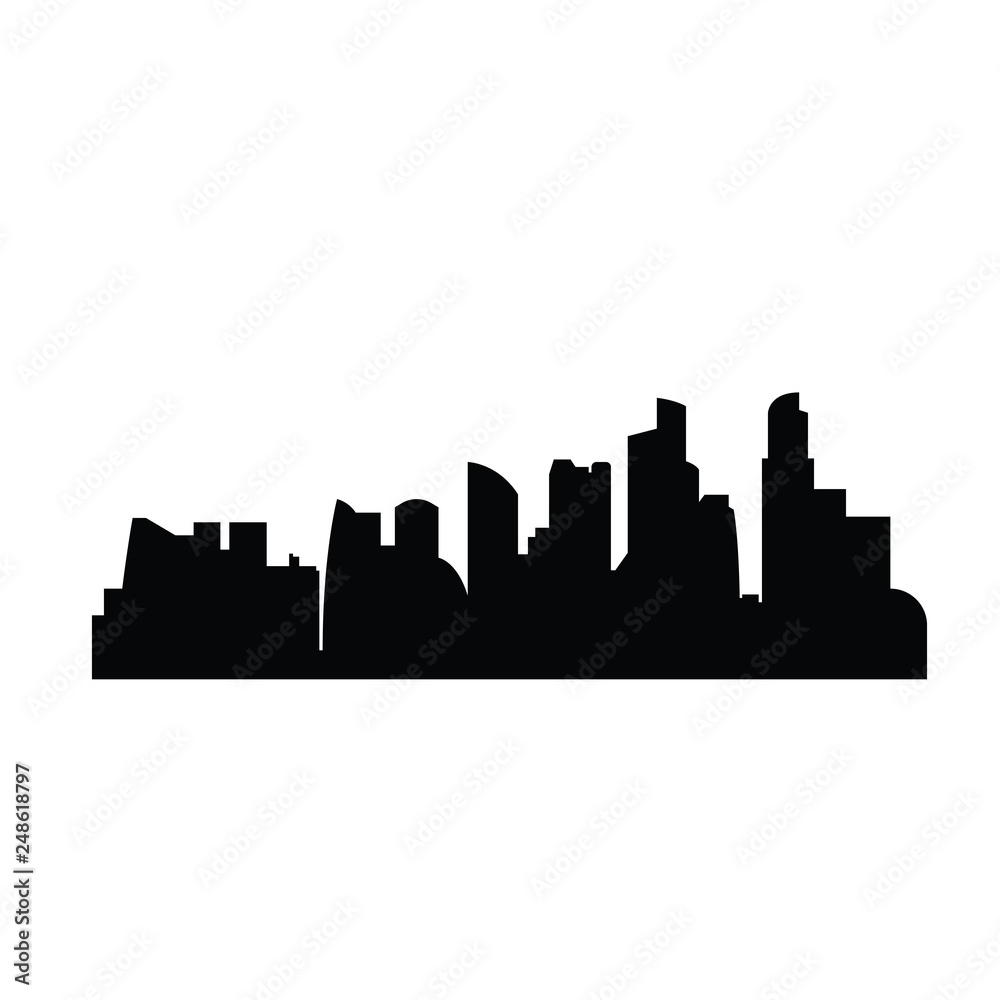 Singapore city, black outline of the city and skyscrapers