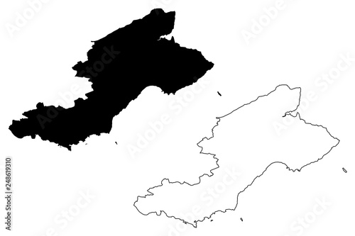 Print op canvas Fife (United Kingdom, Scotland, Local government in Scotland) map vector illustr