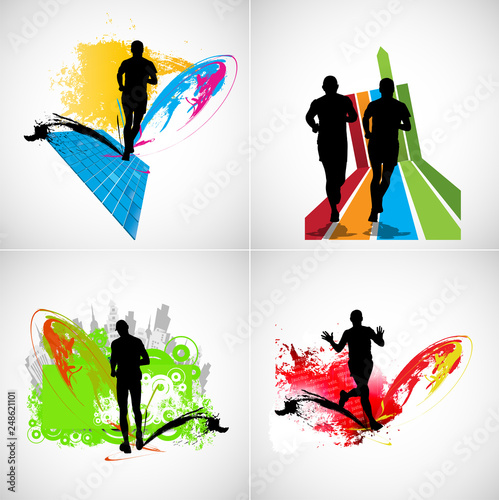 Young fitness runner - vector illustration