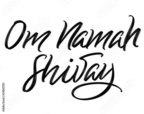 Om Namah Shivai handwriting challigraphy, isolated on white background.  photo