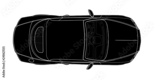 Car from top view vector. Flat design auto.