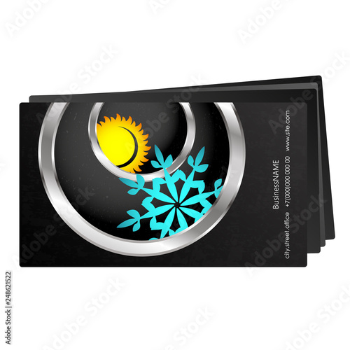 Heating and cooling the sun and snowflake business card