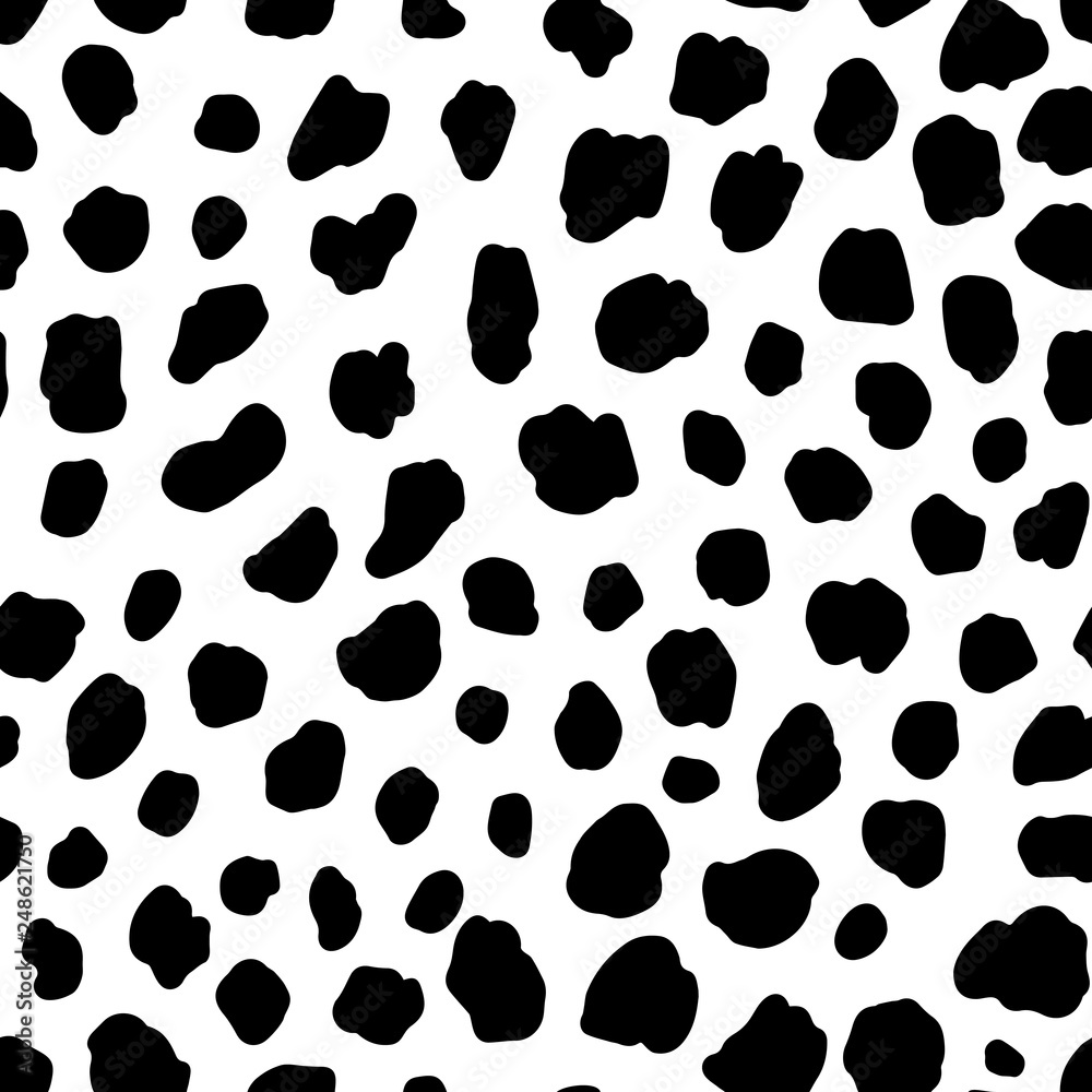 Vecteur Stock Dalmatian dog seamless pattern. Animal print. White seamless  background with black spots | Adobe Stock