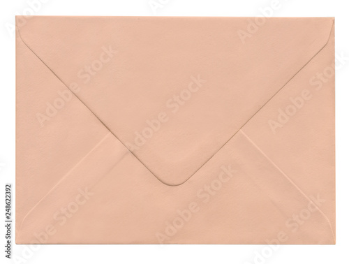 Light brown envelope, isolation on white background. High detail.