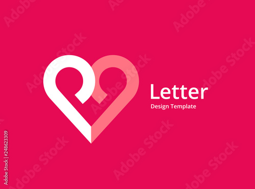 Letter P heart logo icon design template elements