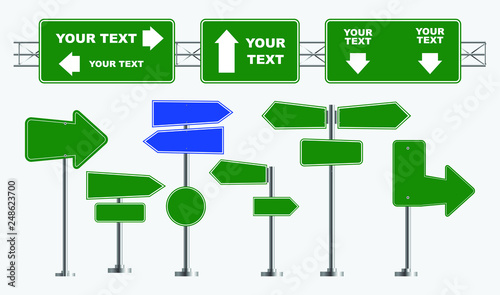 Set of road signs isolated, for brochure, flyer, cover book and other printing design. easy to modify