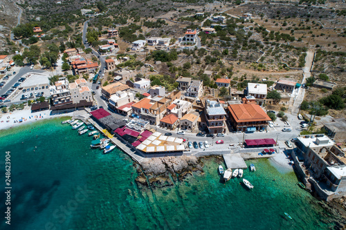 aerial view of Gerolimenas in Laconia, is one of the most picturesque settlements of Mani with a small natural harbor. Peloponnese, Greece