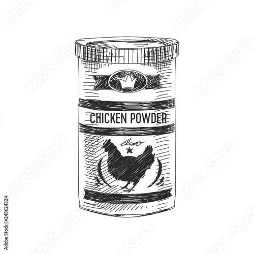 Beautiful vector hand drawn chicken powder Illustration. 