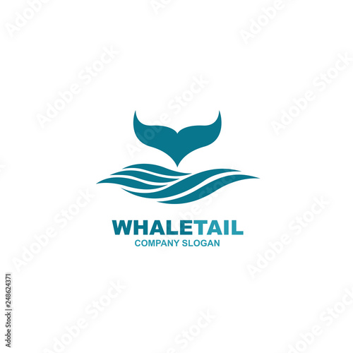 design with abstract symbol of whale tail and sea wave