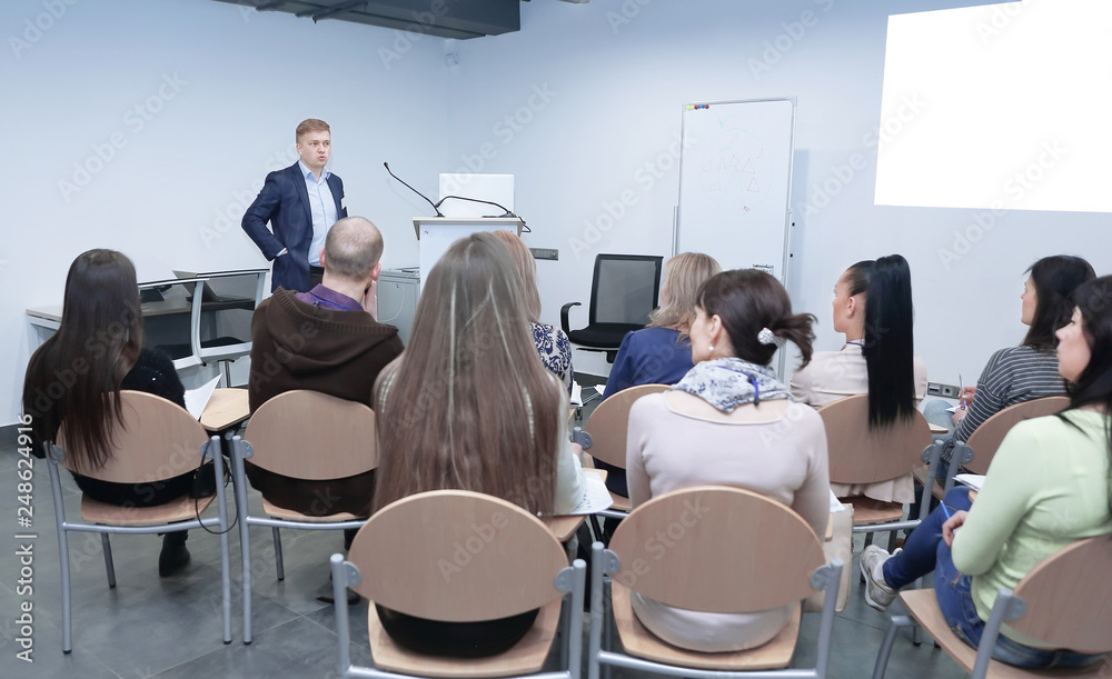 Fototapeta premium Speaker Giving a Talk at Business Meeting.