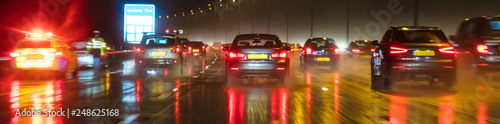 Motion Blur British Motorway Traffic and Police Panorama
