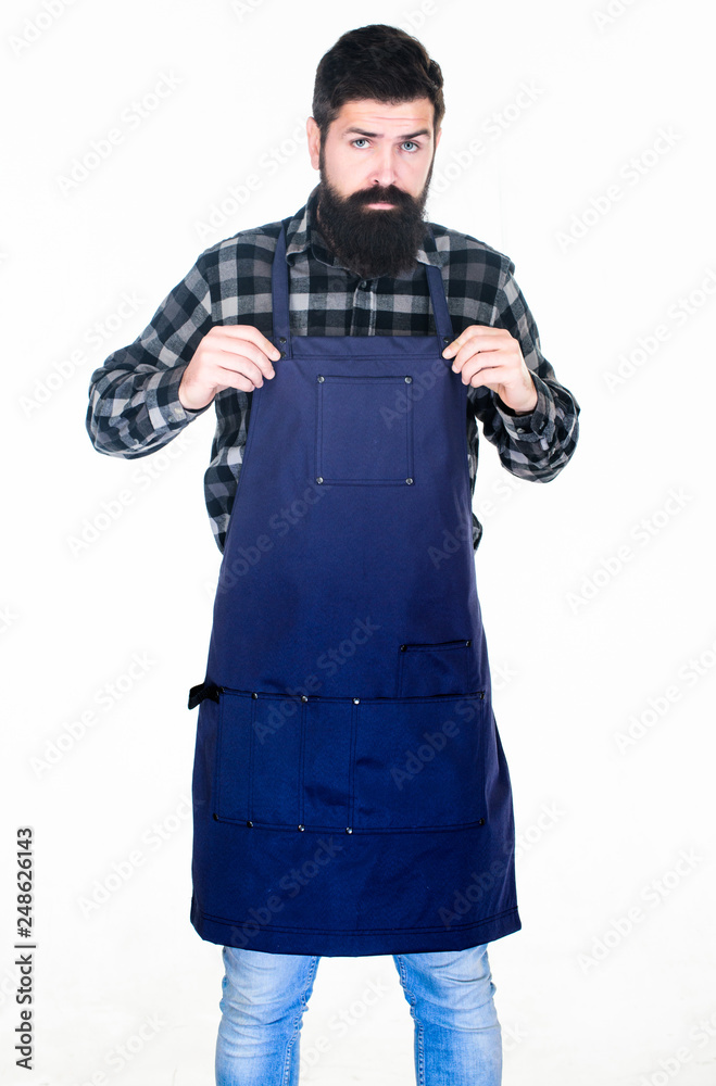 Picnic and barbecue. Man cook brutal hipster. Fast food restaurant. Serious bearded cook. Restaurant staff. Ready to cook. Bearded hipster wear apron for barbecue. Roasting and grilling food Picnic and barbecue. Man cook brutal hipster. Fast food restaurant. Serious bearded cook. Restaurant staff. Ready to cook. Bearded hipster wear apron for barbecue. Roasting and grilling food