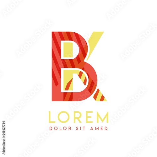 KB colorful logo design with pink orange and gray color that can be used for creative business and advertising. BK logo is filled with bubbles and dots, can be used for all areas of the company.