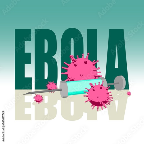 Abstract virus image on backdrop and zika text. Ebola virus danger relative illustration. Medical research theme. Virus epidemic alert