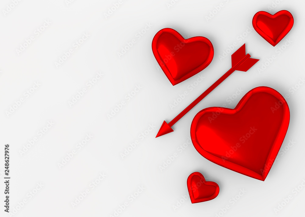 Heart and Arrow Background -3D Heart and Arrow Background -3D