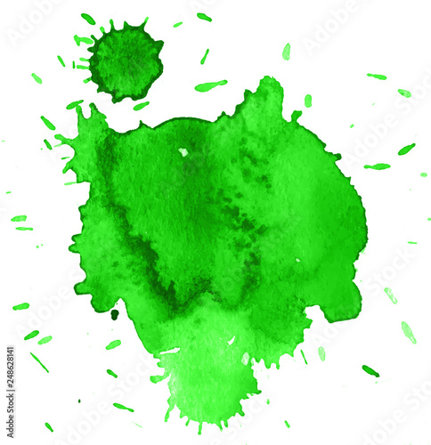Colorful abstract watercolor texture stain with splashes and spatters. Modern creative watercolor background for trendy design.