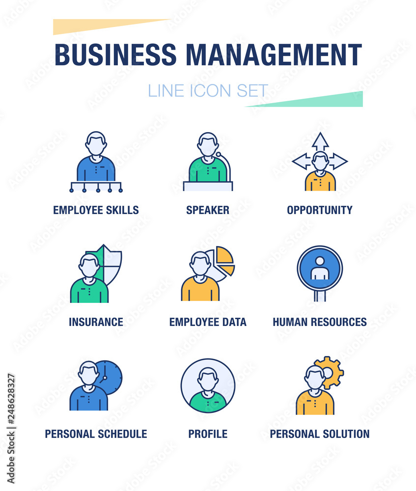 BUSINESS MANAGEMENT LINE ICON SET