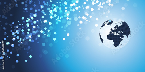      Earth Globe Design on Bright Sparkling Background 