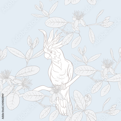 Seamless pattern, background. with tropical plants