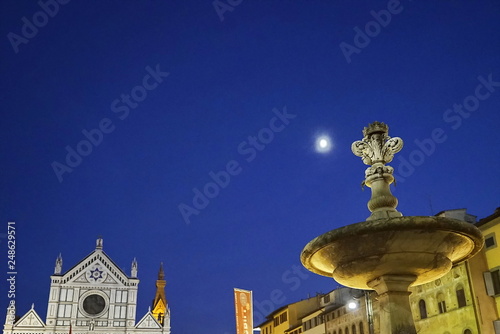 Santa croce square at night, Florence, Italy